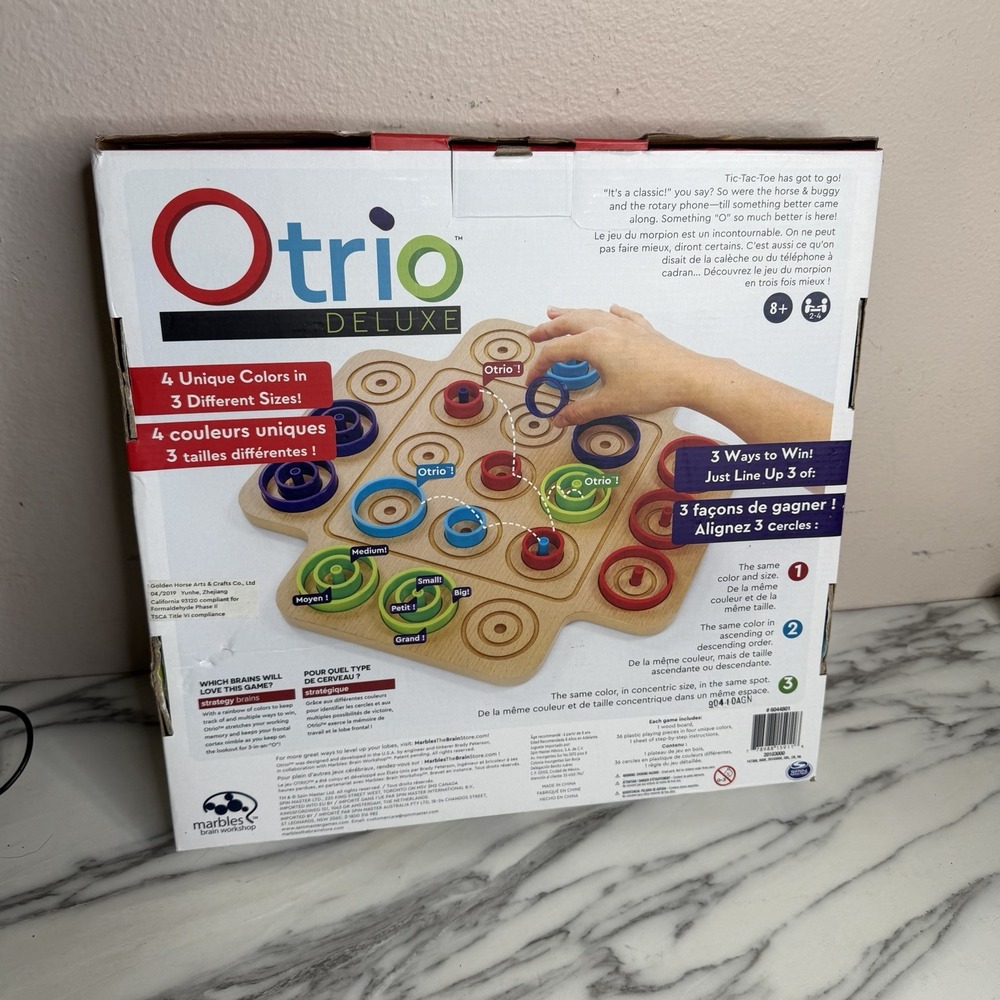 Otrio Deluxe Strategy Board Game Brain Workshop Wooden Complete 2-4 Play